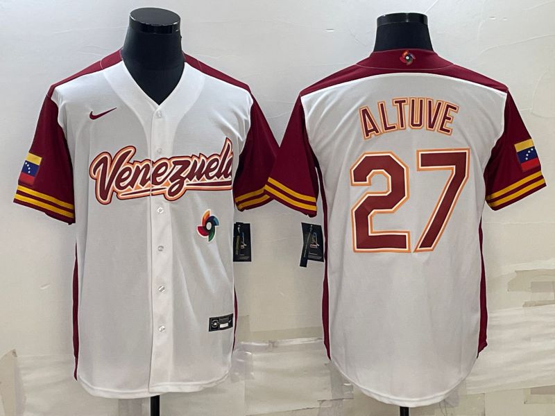 Men 2023 World Cub Venezuela #27 Altuve White Nike MLB Jersey7